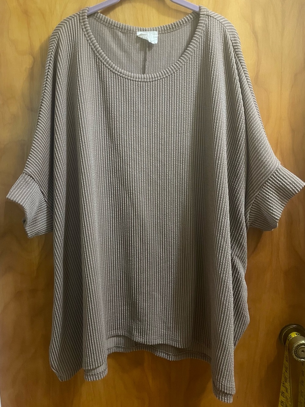 ANDREE BY UNIT Taupe Ribbed Scoop-Neck Tunic